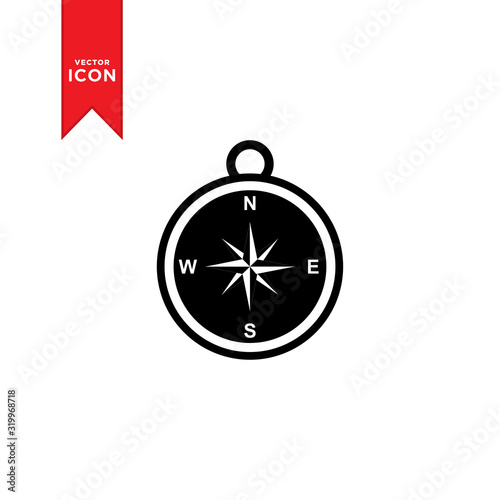Compass icon vector. Simple design on white background.