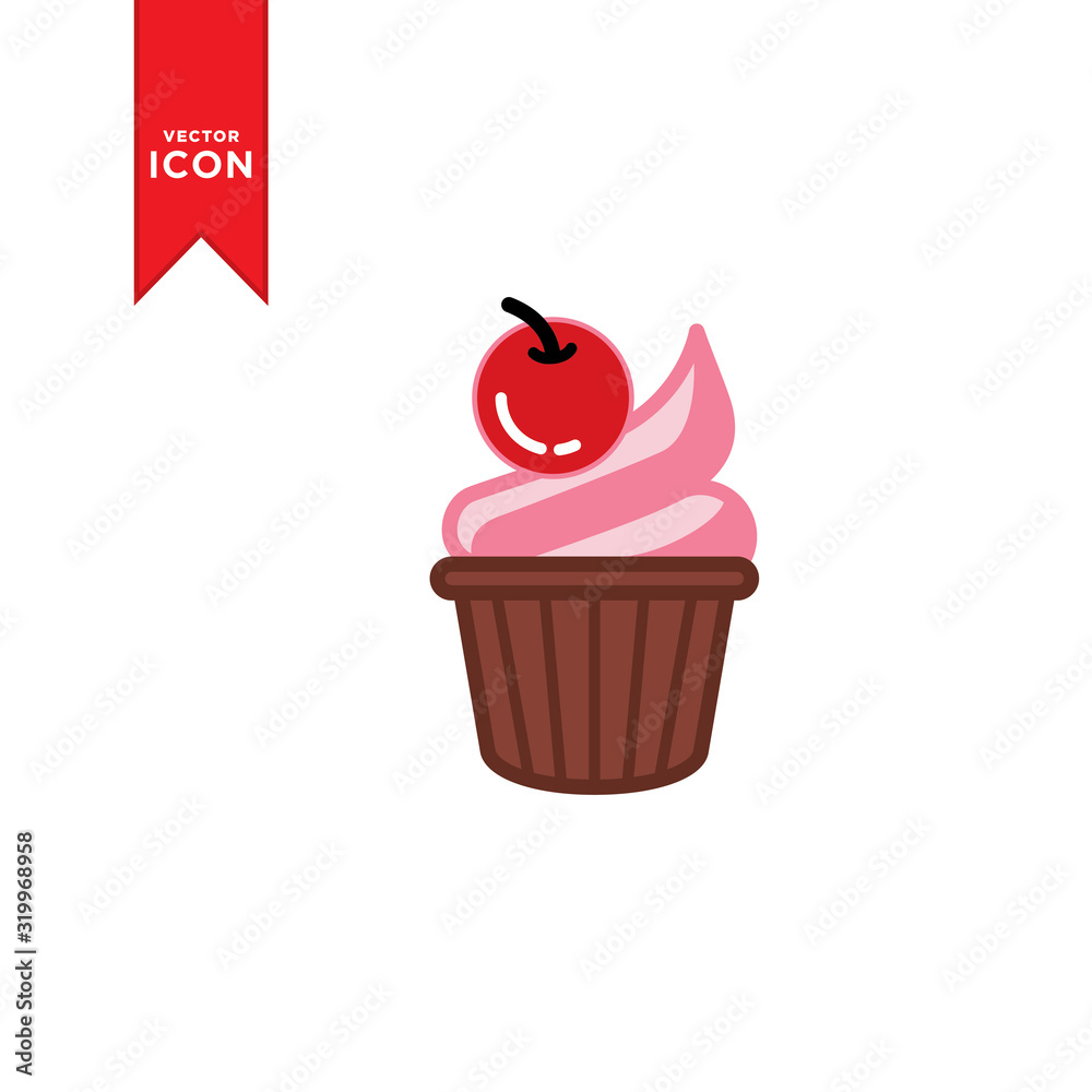 Cupcake icon vector. Cupcake sign symbol for design web. Simple design on white background. Cupcake icon vector. Cupcake sign symbol for design web. Simple design on white background.