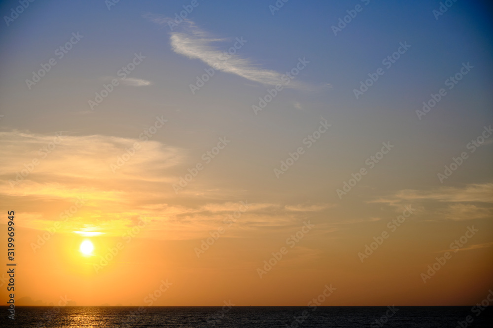 A shot of a beautiful sunrise over the ocean.
