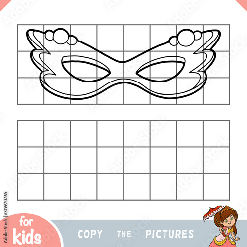Copy the picture, game for children, Carnival mask