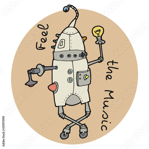 Feel the Music, Cute robot machine dancing at party