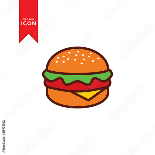 Burger icon vector. Burger food sign symbol design for web.