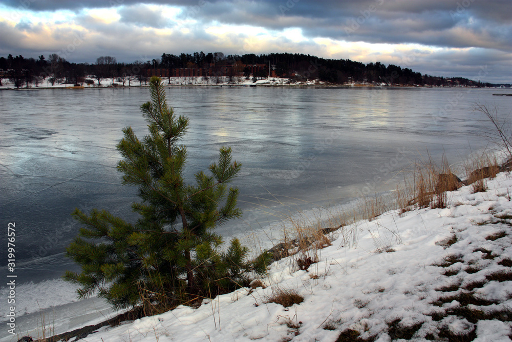 Vinter på Lidingö vid Hustegafjärden/Gåshaga