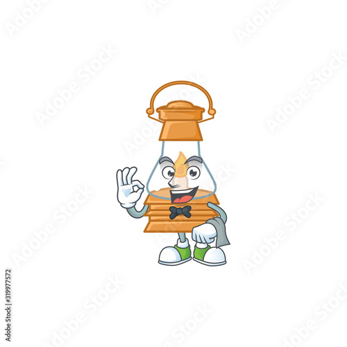 Friendly oil lamp Character stand as a Waiter character