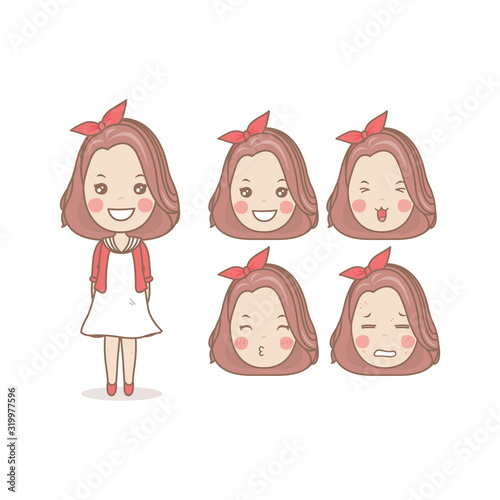 Set of Cute cartoon couple on white background
