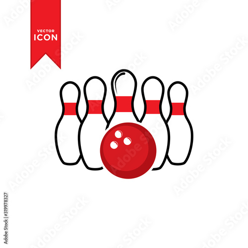 Bowling pin icon vector. Bowling game sign icon. Bowling logo illustration. Simple design style on white background.  M