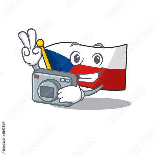 Cool Photographer flag czechia character with a camera