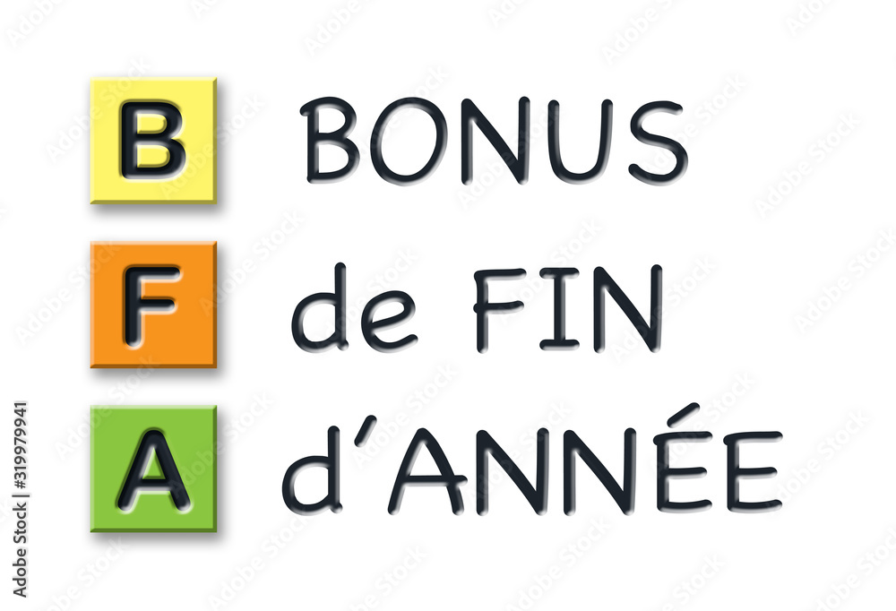 BFA initials in colored 3d cubes with meaning in french language BFA initials in colored 3d cubes with meaning in french language