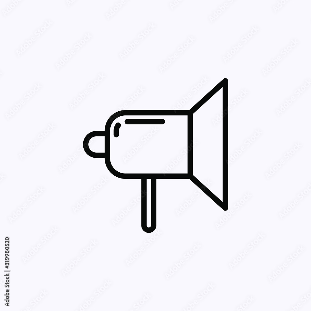 Megaphone icon thin line isolated on white background Megaphone icon thin line isolated on white background