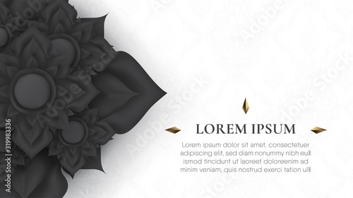 Realistic Thai art flowers on Thai pattern background