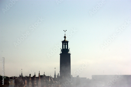 Canvas Print Stockholms stadshus i dimma