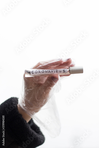 Test tube with coronavirus, epidemic photo