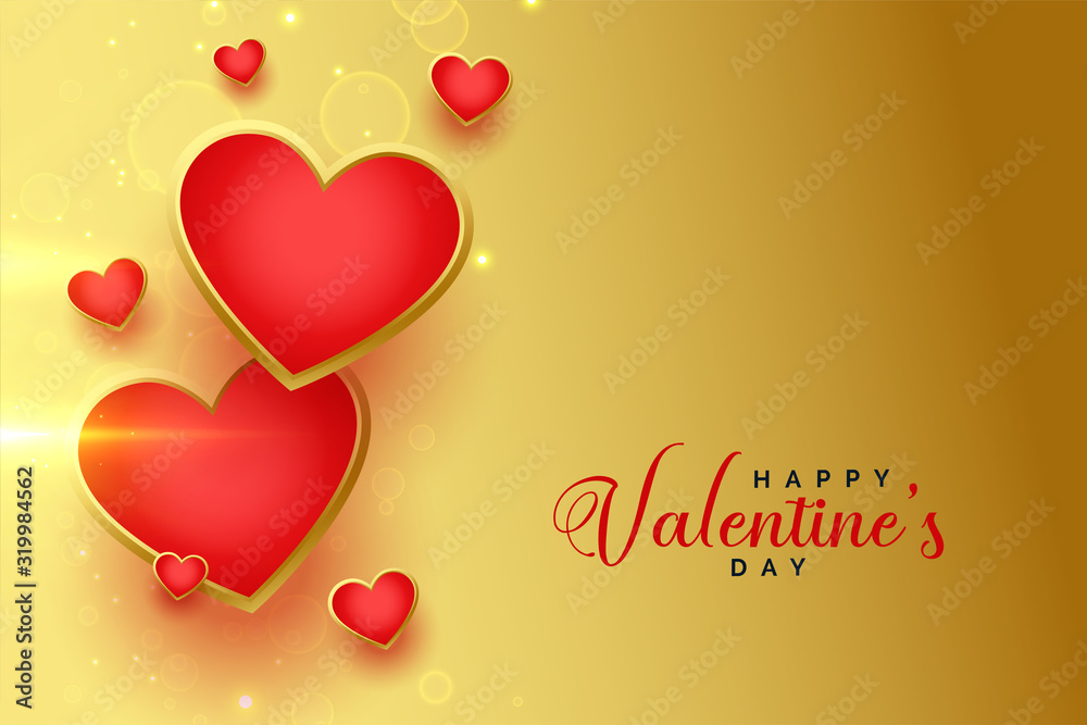 happy valentines day golden hearts background design