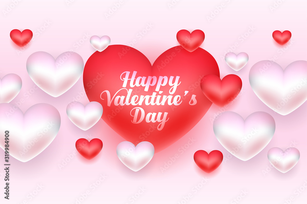 beautiful happy valentines day 3d heart banner design