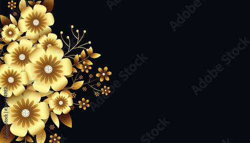 attractive luxurious golden 3d flowers background design