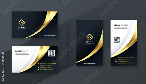 luxury golden business card template design set
