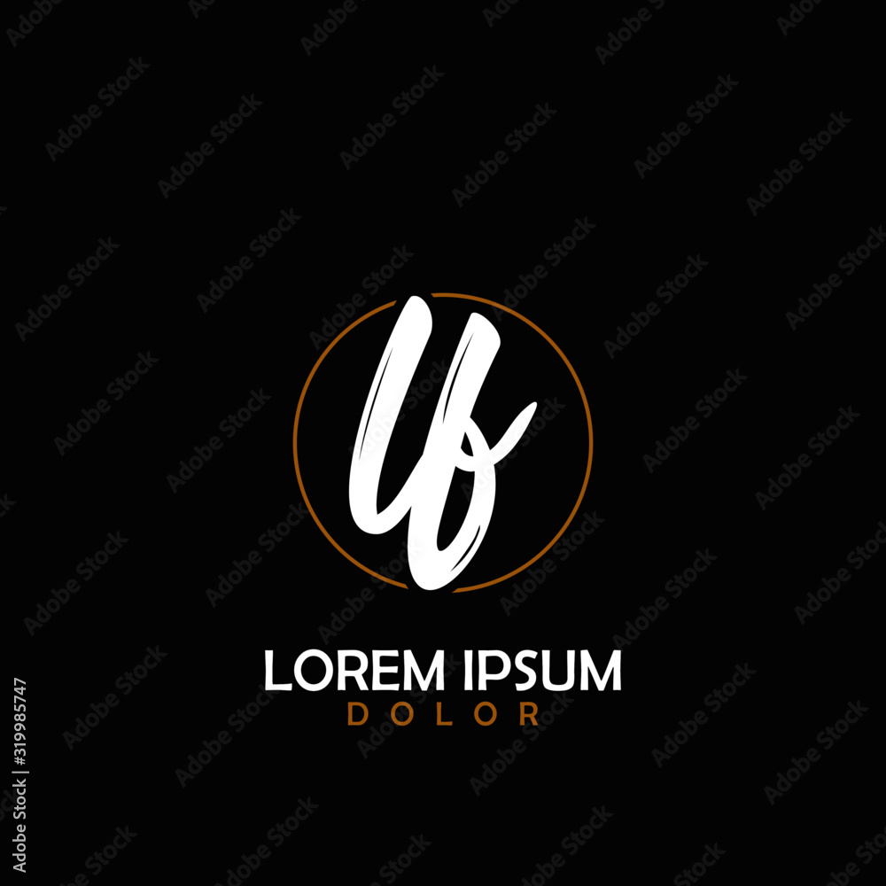 LF Initial Brush In Circle Frame Template Design Stock Vector | Adobe Stock