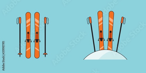 orange ski illustration in flat design