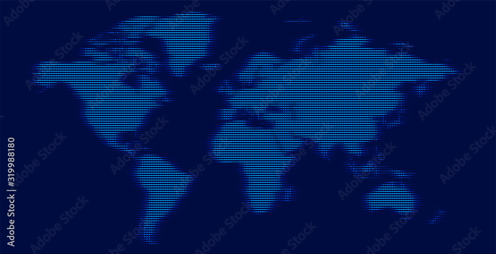 digital world map concept made with glowing lines