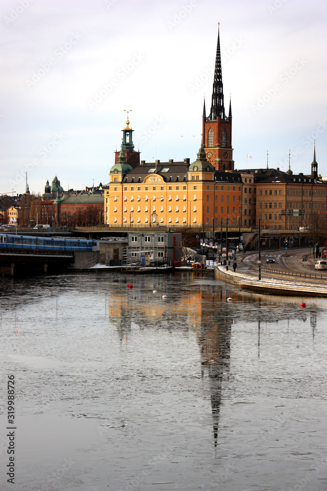 Fototapeta Riddarholmen i Stockholm på vintern
