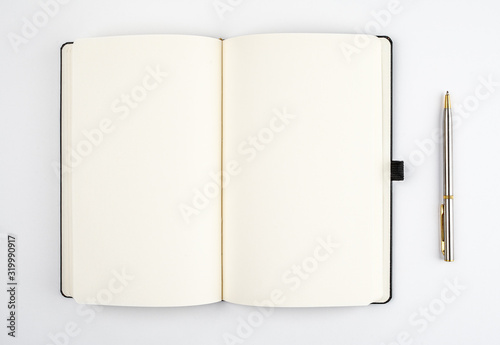 open notebook and pen mockup photo