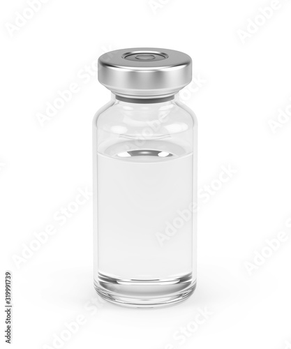 Medical vial for injection isolated on white. 3d rendering photo