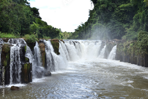 Beautiful Forest river waterfall in laos River stream waterfall in mountain forest