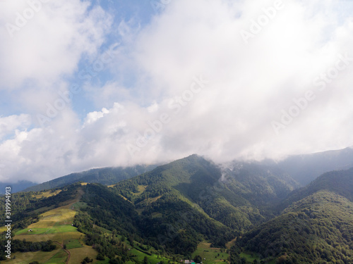 Aerial photography of a mountainous countryside.