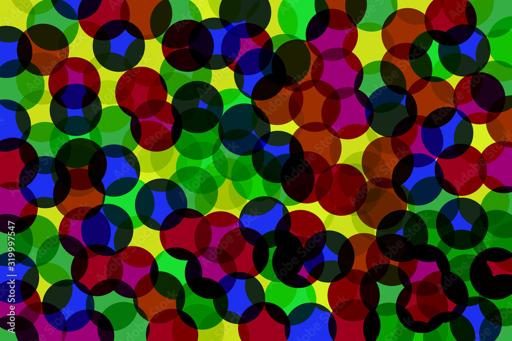 Color circles are stacked as a background image.