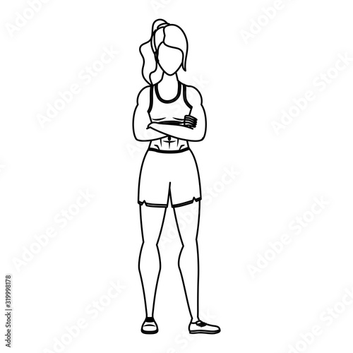 young strong woman athlete character healthy lifestyle