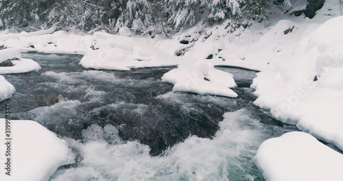 slow motion river in winter photo