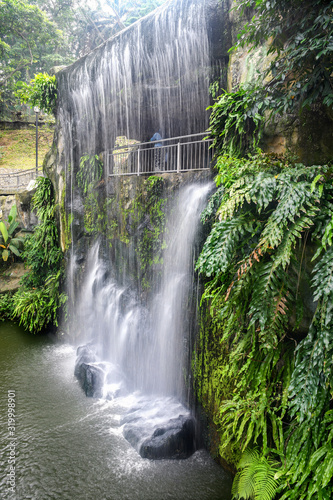 Fényképezés Waterfall in Kuala Lumpur Bird Park. Malaysia