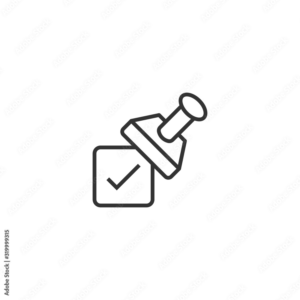 Approve stamp icon in flat style. Accept check mark vector illustration on white isolated background. Approval choice business concept. Approve stamp icon in flat style. Accept check mark vector illustration on white isolated background. Approval choice business concept.