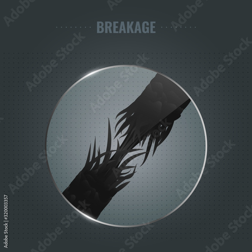 Surface of damaged breaking hair with ragged cuticle edges under the microscope. Hair follicle breakage closeup. Trichology medical concept. Vector illustration.