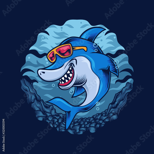 Happy Shark Vector Illustration