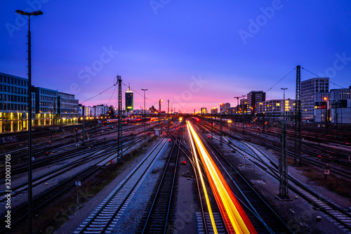 2020-01-01 Donnersberger Br  cke  Munich  Germany  Railroad at Sunset