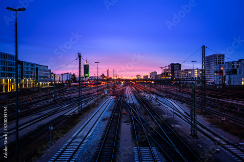 2020-01-01 Donnersberger Brücke, Munich, Germany, Railroad at Sunset