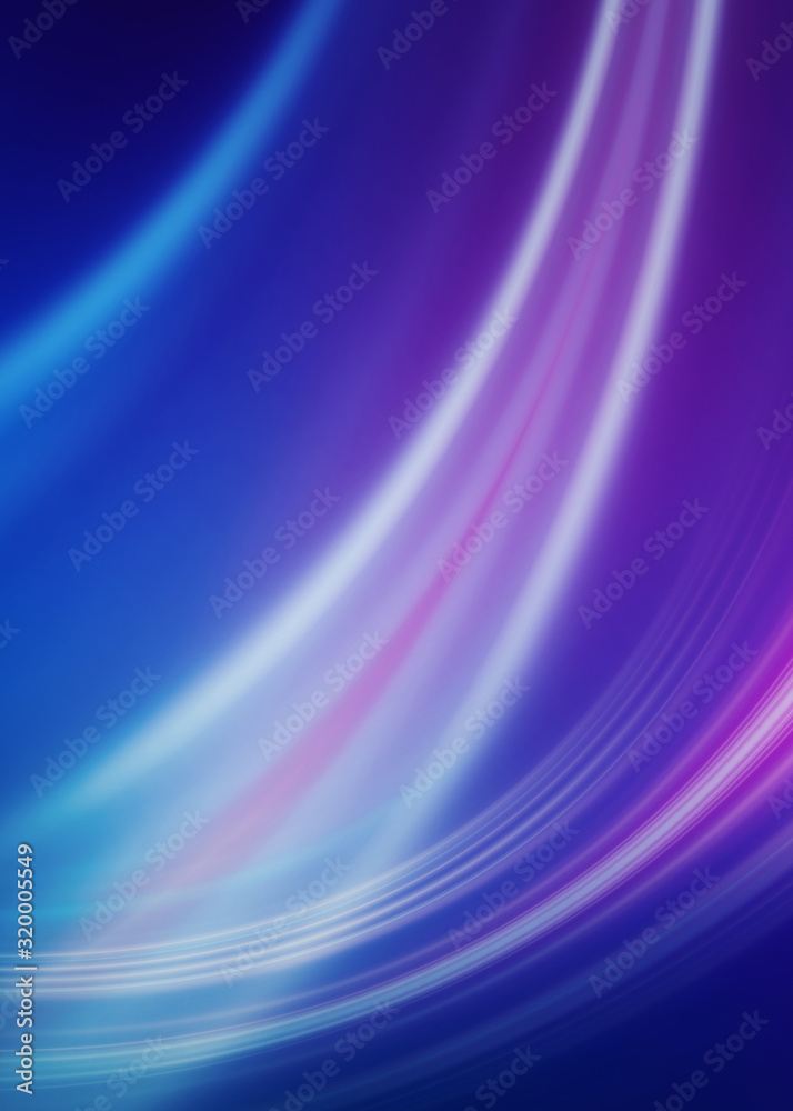 Naklejka premium Dark blue abstract background with ultraviolet neon glow, blurry light lines, waves