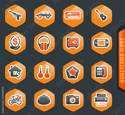 Pawn shop icons set