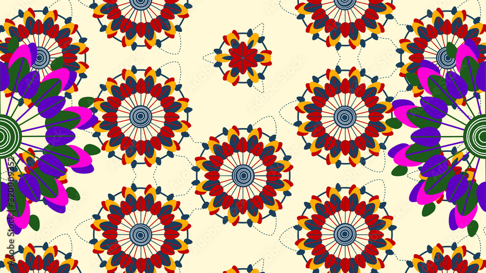 Animation flowers shaping bright patterns