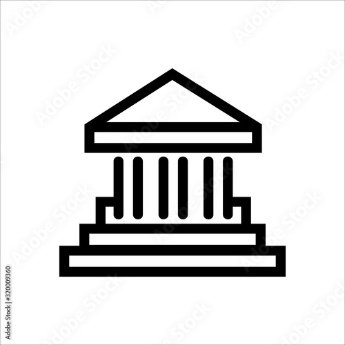 Bank vector line icon isolated on white background. Black courthouse vector symbol