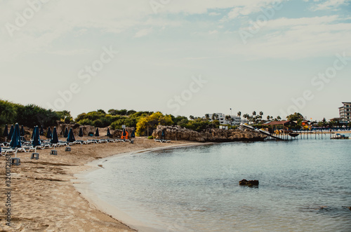 View of empty beach, Ayia Napa, Cyprus