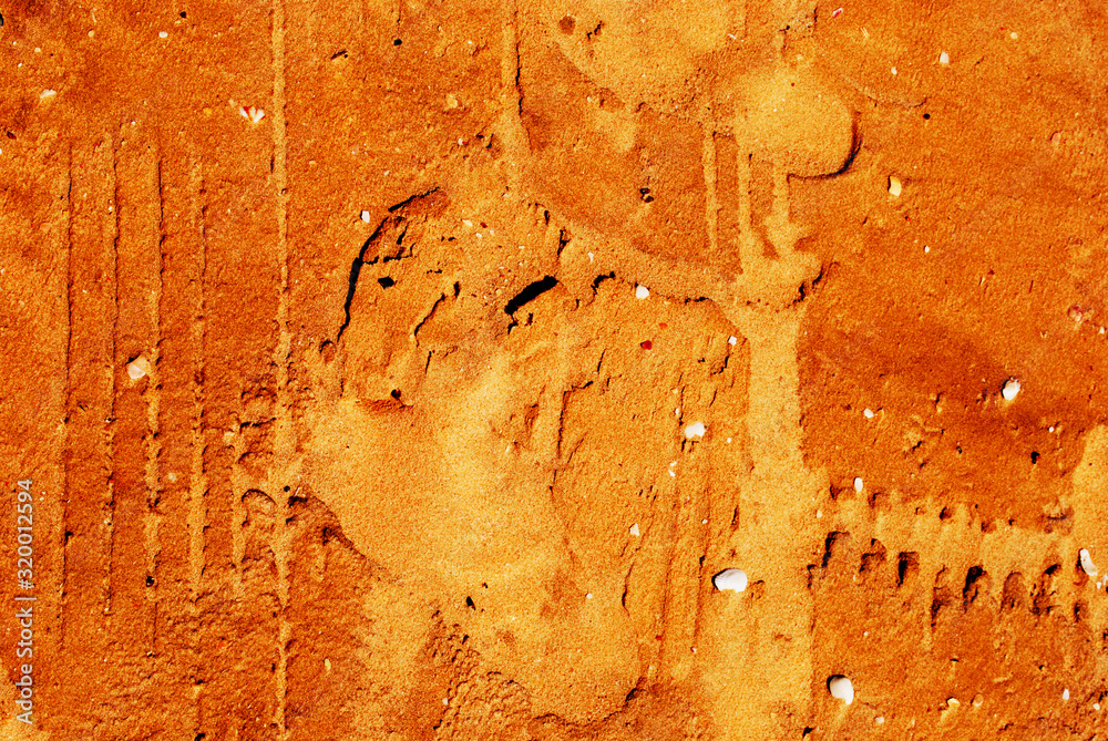 Golden Sand on the beach as background. Sand Texture. Golden sand