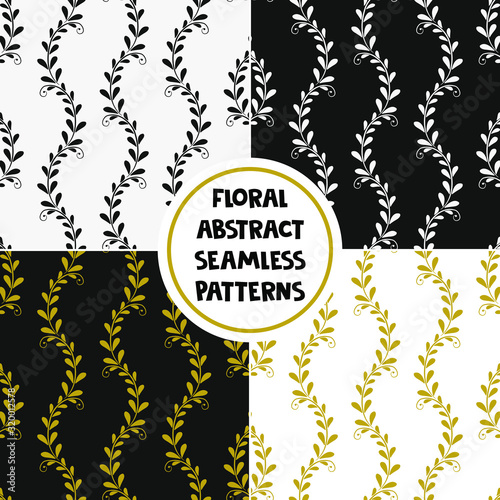 Set of seamless abstract floral patterns; abstract floral design for fabric, wallpaper, textile, wrapping paper, web design. 