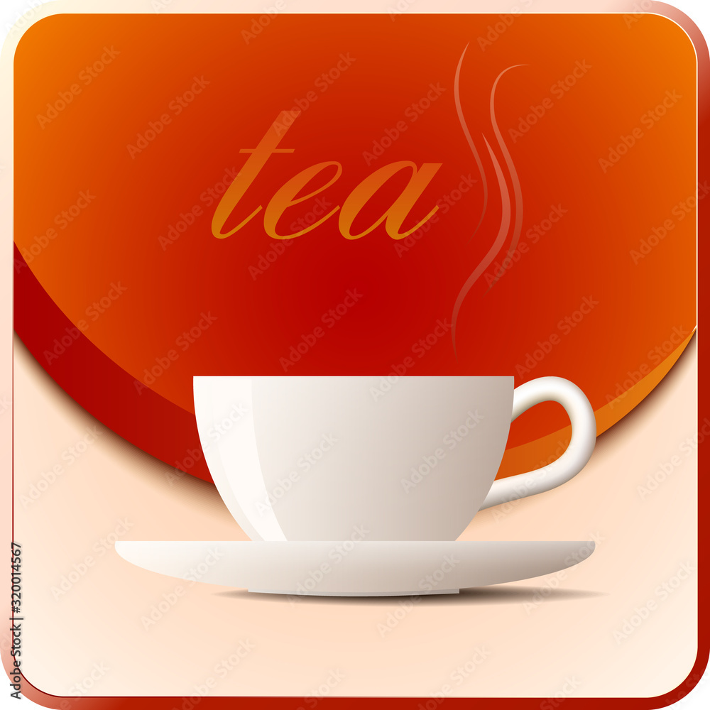 Hot Tea vector icon for cafe.