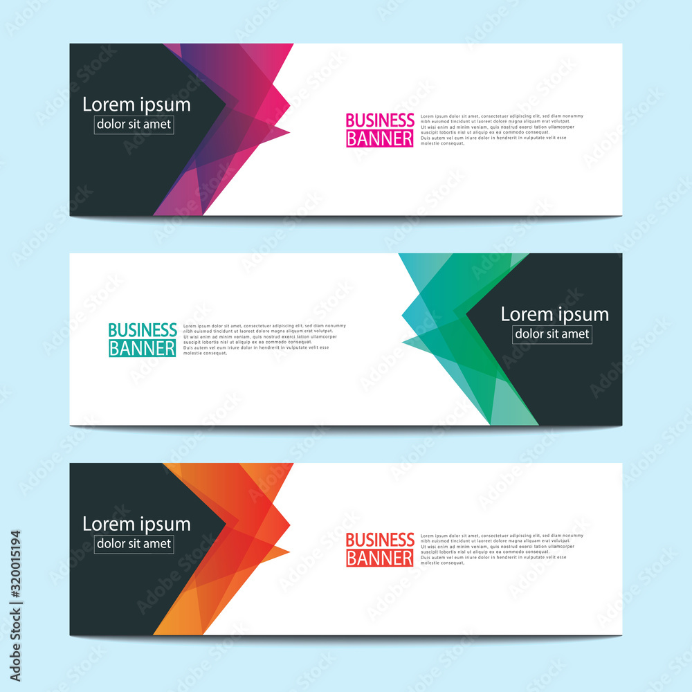 Fototapeta premium Vector abstract design web banner template. Web Design Elements - Header Design. Abstract geometric web banner template on grey background.Modern banner.