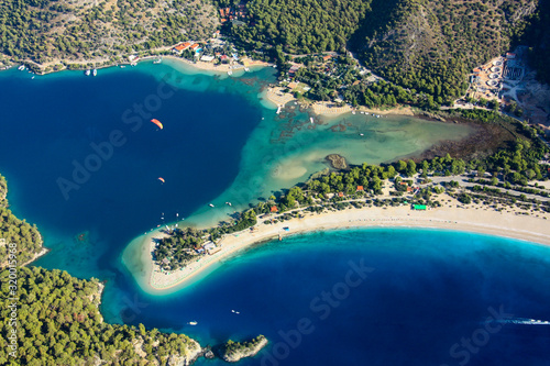 Fototapeta Naklejka Na Ścianę i Meble -  Top view, Blue Lagoon, Oludeniz coast, Fethiye, Mugla, Turkey