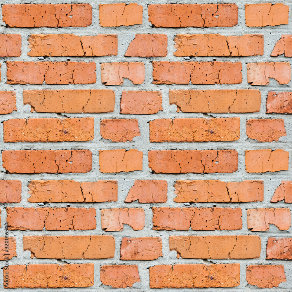 Obraz premium Seamless red brick wall masonry background. Old brickwork texture.