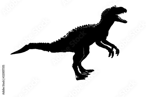 Fototapeta Naklejka Na Ścianę i Meble -  silhouette image black giganotosaurus dinosaur monster in cretaceous period on white background