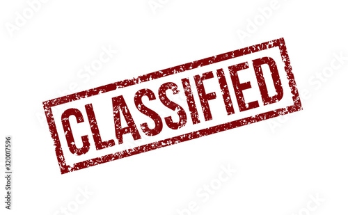 Vector illustration of the word Classified in red ink stamp